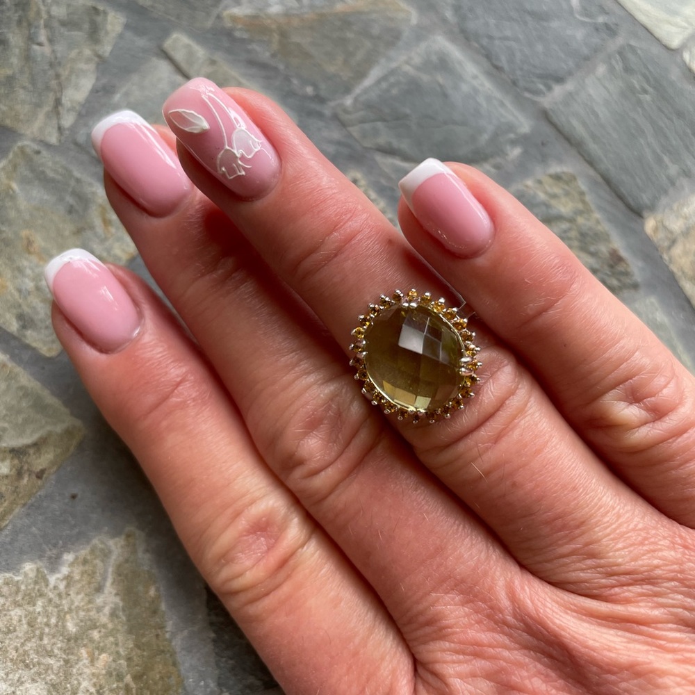 Green Sapphire Sterling Silver Ring